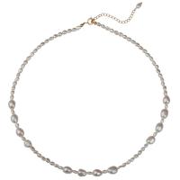 Freshwater Pearl Brass Necklace, with Brass, with 1.97inch extender chain, fashion jewelry & for woman, 2.5-3.5mm,6-7mm Approx 16.54 Inch 