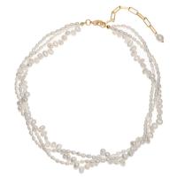 Freshwater Pearl Brass Necklace, with Brass, with 2.76inch extender chain, 14K gold-filled, three layers & fashion jewelry & for woman Approx 14.96 Inch 