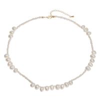 Freshwater Pearl Brass Necklace, with Brass, with 1.97inch extender chain, 18K gold plated, fashion jewelry & for woman Approx 16.15 Inch 