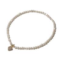 Freshwater Pearl Brass Necklace, with Brass, Heart, fashion jewelry & for woman, 5-7mm Approx 16.54 Inch 