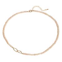 Freshwater Pearl Brass Necklace, with Brass, with 1.97inch extender chain, 18K gold plated, fashion jewelry & for woman Approx 15.35 Inch 