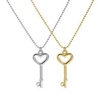 Titanium Steel Jewelry Necklace, Key, Vacuum Ion Plating, fashion jewelry & for woman, golden 