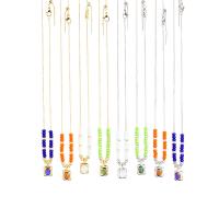 Кристалл ожерелье, Латунь, с Seedbead & Кристаллы, Другое покрытие, ювелирные изделия моды & Женский, Много цветов для выбора, 450mm, продается PC