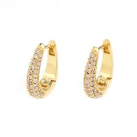 Brass Huggie Hoop Earring, gold color plated, micro pave cubic zirconia & for woman, gold 