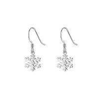 Cubic Zirconia Micro Pave Sterling Silver Earring, 925 Sterling Silver, Snowflake, platinum plated, micro pave cubic zirconia & for woman, original color 