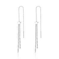 Sterling Silver Thread Through Earrings, 925 Sterling Silver, platinum plated, fashion jewelry & for woman, original color, 127mm 