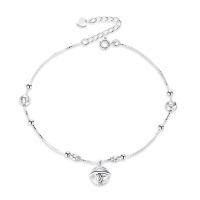 Fashion Jewelry Anklet, 925 Sterling Silver, platinum plated, for woman, original color, 260mm 