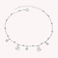 Fashion Jewelry Anklet, 925 Sterling Silver, polished, for woman, original color, 230mm 