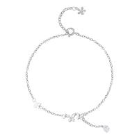 Fashion Jewelry Anklet, 925 Sterling Silver, polished, micro pave cubic zirconia & for woman, original color, 260mm 