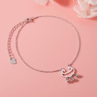 Fashion Jewelry Anklet, 925 Sterling Silver, Longevity Lock, platinum plated, for woman, original color, 205mm 