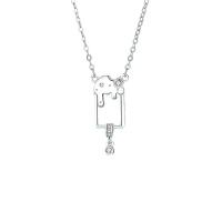 Cubic Zircon Micro Pave Sterling Silver Necklace, 925 Sterling Silver, polished, micro pave cubic zirconia & for woman, original color, 450mm 