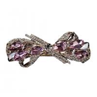 Hair Barrettes, Zinc Alloy, with Crystal, Bowknot, gold color plated, for woman & with rhinestone 