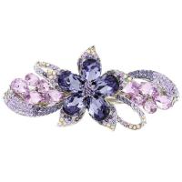 Hair Barrettes, Zinc Alloy, with Crystal, Flower, plated, for woman & with rhinestone 
