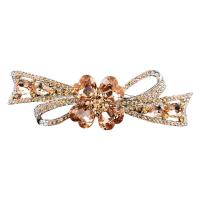 Hair Barrettes, Zinc Alloy, with Crystal, Flower, plated, for woman & with rhinestone 85mm 