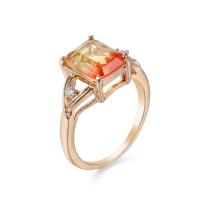 Cubic Zircon Brass Finger Ring, Geometrical Pattern, gold color plated & for woman & with cubic zirconia US Ring 