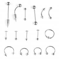 316L Stainless Steel Body Piercing Jewelry Set, Electrocardiographic, plated, 15 pieces & Unisex 1.0mm,1.2mm,1.6mm 
