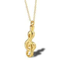 Cremation Jewelry Ashes Urn Necklace, Titanium Steel, Music Note, Vacuum Ion Plating, Unisex Approx 19.68 Inch 