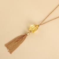 Мода Fringe Neckalace, цинковый сплав, с Кристаллы, с 10cm наполнитель цепи, плакирован золотом, ювелирные изделия моды & Женский, Золотой, 110mm, длина:72 см, продается PC