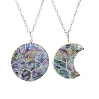 Abalone Shell Necklace, Zinc Alloy, with Abalone Shell & Brass, silver color plated & for woman Approx 51 