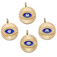 Zinc Alloy Evil Eye Pendant, Flat Round, gold color plated, Unisex & enamel, blue Approx 
