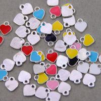 Zinc Alloy Heart Pendants, silver color plated, Unisex & enamel, mixed colors Approx 