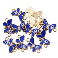 Enamel Zinc Alloy Connector, Butterfly, KC gold color plated, DIY & evil eye pattern & 1/1 loop, dark blue Approx 