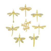 Cubic Zirconia Micro Pave Brass Pendant, Dragonfly, 18K gold plated, DIY & micro pave cubic zirconia Approx 