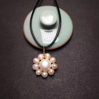 Freshwater Pearl Pendants, with Brass, gold color plated, for woman, 9-10mm 