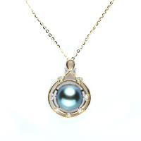Freshwater Pearl Brass Necklace, with Brass, gold color plated, for woman & with rhinestone, 11-12mm .93 Inch 
