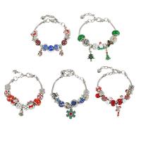 Zinc Alloy European Bracelets, Brass, with Zinc Alloy, Round, plated  & for woman & enamel & with rhinestone, mixed colors .1 Inch 