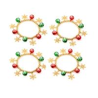 Zinc Alloy European Bracelets, Snowflake, gold color plated, Christmas Design & for woman & enamel & with rhinestone, mixed colors .1 Inch 