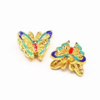 Cloisonne Beads, Zinc Alloy, Butterfly, gold color plated, DIY & enamel, golden 