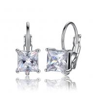 Brass Lever Back Earring, platinum plated, fashion jewelry & for woman & with cubic zirconia 6mm 