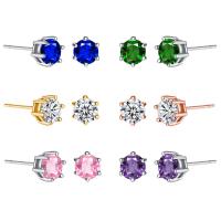 Cubic Zircon Brass Earring, plated, fashion jewelry & Unisex & with cubic zirconia 6mm 
