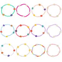 Glass Seed Beads Bracelets, Seedbead, with Elastic Thread, Flower, handmade, fashion jewelry & for woman cm 