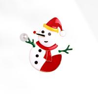 Weihnachten Schmuck Brosche, Zinklegierung, mit Kunststoff Perlen, Schneemann, goldfarben plattiert, Weihnachts-Design & Modeschmuck & für Frau & Emaille, 52x55mm, verkauft von PC