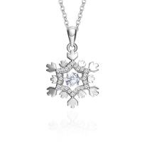 Cubic Zirconia Micro Pave Sterling Silver Pendant, 925 Sterling Silver, Snowflake, platinum plated, micro pave cubic zirconia, original color 
