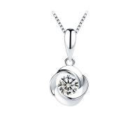 Cubic Zirconia Micro Pave Sterling Silver Pendant, 925 Sterling Silver, silver color plated, micro pave cubic zirconia, original color 