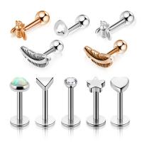Stainless Steel Ear Piercing Jewelry, 304 Stainless Steel, Vacuum Ion Plating, fashion jewelry & Unisex & with rhinestone 6mm, 8mm 