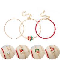 Zinc Alloy Christmas Bracelet, with Cotton Cord, with 2.75inch extender chain, gold color plated, Christmas jewelry & for woman & enamel 60mm Approx 8 Inch 