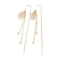 Zinc Alloy Thread Through Earrings, Geometrical Pattern, gold color plated, for woman & hollow, 60mm 