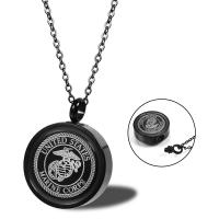Cremation Jewelry Ashes Urn Necklace, Titanium Steel, Vacuum Ion Plating, Unisex black Approx 17.71 Inch 
