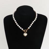 Plastic Pearl Necklace, Zinc Alloy, with ABS Plastic Pearl, gold color plated, fashion jewelry & for woman, two different colored, 20mm cm 
