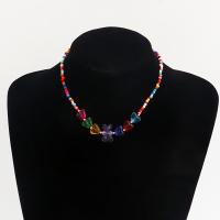 Glass Seed Beads Necklace, Zinc Alloy, with Seedbead & Resin, plated, fashion jewelry & for woman 