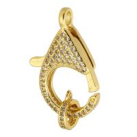 Brass Lobster Claw Clasp, gold color plated, fashion jewelry & DIY & micro pave cubic zirconia, golden Approx 3mm 