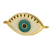 Evil Eye Jewelry Connector, Brass, gold color plated, fashion jewelry & DIY & evil eye pattern & for woman & enamel, rainbow colors Approx 1mm 