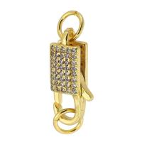Brass Lobster Claw Clasp, gold color plated, fashion jewelry & DIY & micro pave cubic zirconia & for woman, golden Approx 4mm 