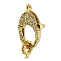 Brass Lobster Claw Clasp, gold color plated, fashion jewelry & DIY & micro pave cubic zirconia & for woman, golden Approx 2mm 