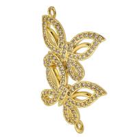 Cubic Zirconia Micro Pave Brass Connector, Butterfly, gold color plated, fashion jewelry & DIY & micro pave cubic zirconia & for woman, golden Approx 1.5mm 