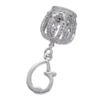 Brass Key Clasp, Crown, plated, DIY & micro pave cubic zirconia 